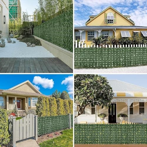 Faux Ivy Privacy Fence Screen 8PCS 20 x 20 Inch Artificial Faux 80×40 inches
