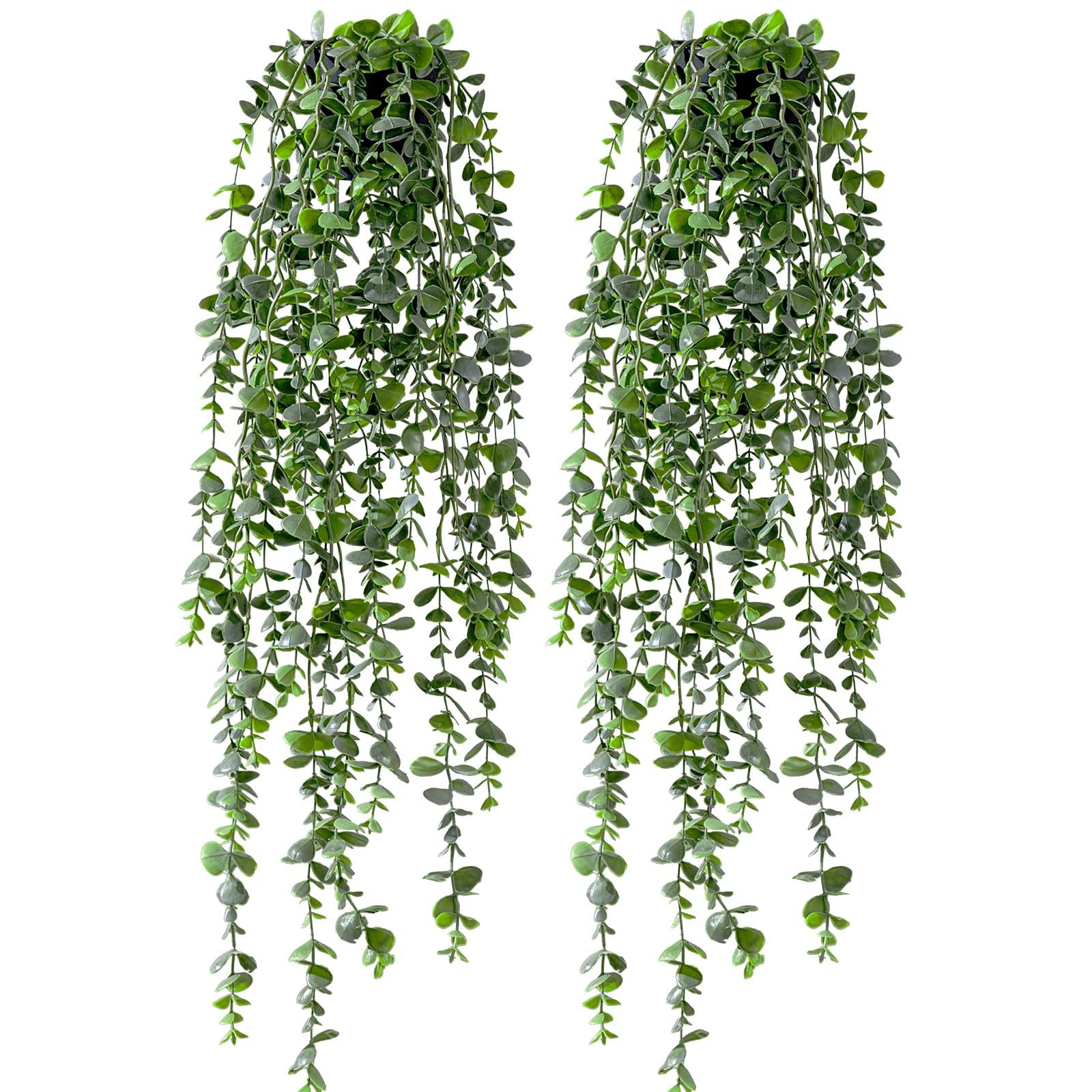 Artificial Hanging Plant 2 Pcs Faux Plant Ivy Vine Faux Eucalyptus Vines Fake…