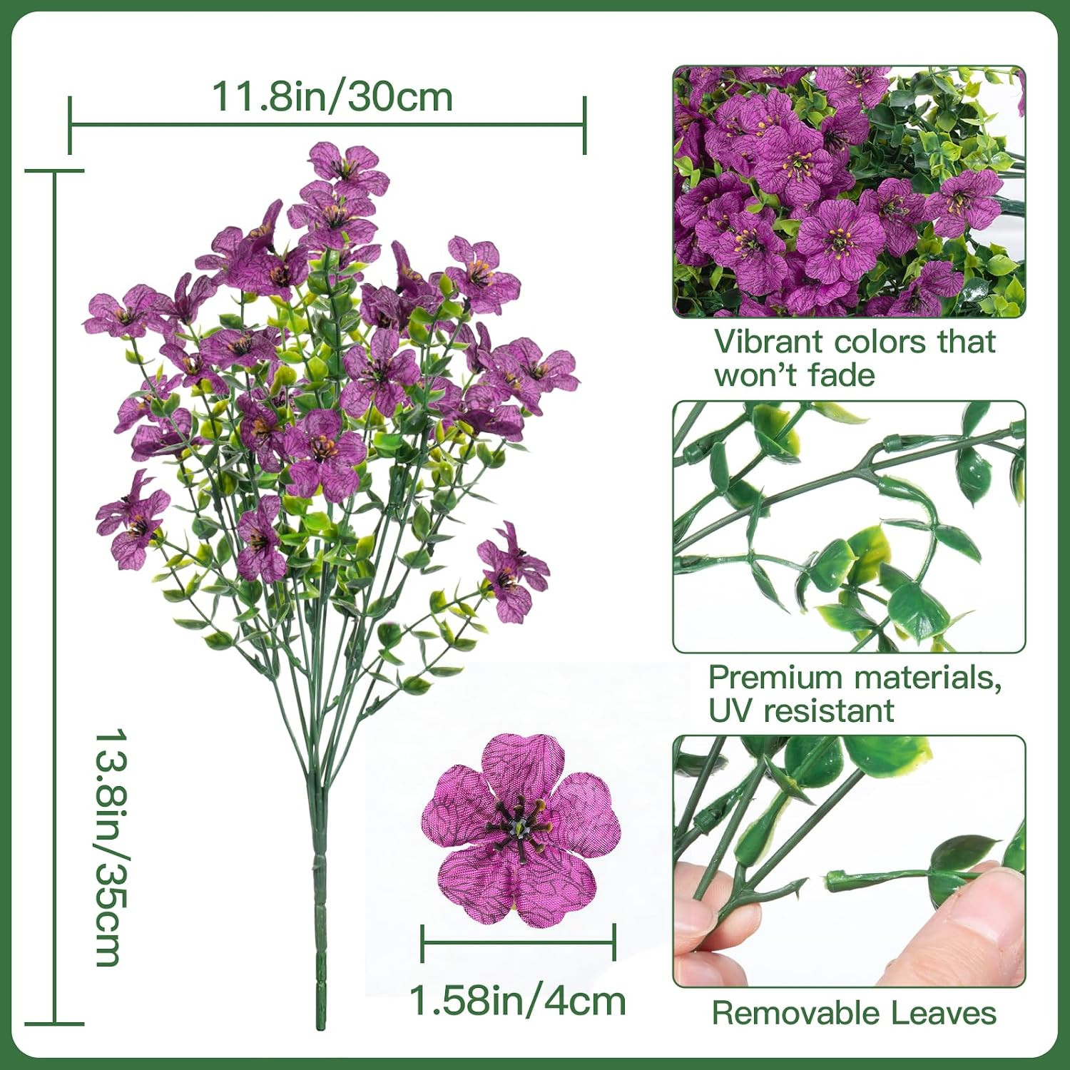 24 UV Resistant Faux Silk Flowers for Outdoor Decor – 4 Mixed Colors