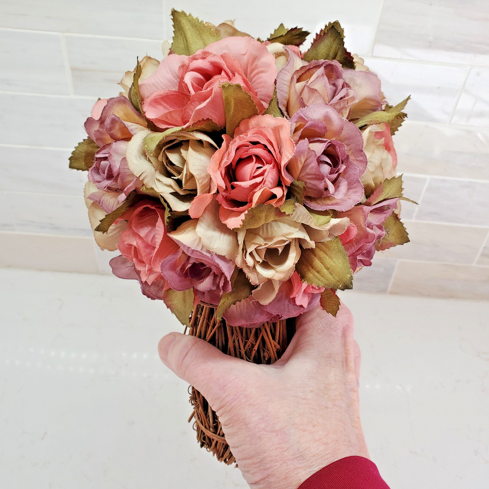 Rose Topiary Willow Base Table Tap Display Wedding Bouquet Vase Insert VINTAGE