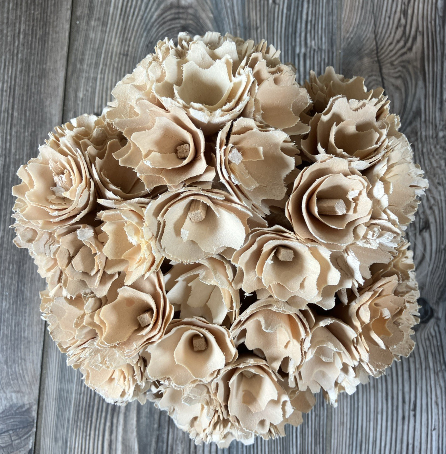 Sola Woodland Tan Flower Ball Home Decor Everlasting Faux Flowers 7in Bouquet