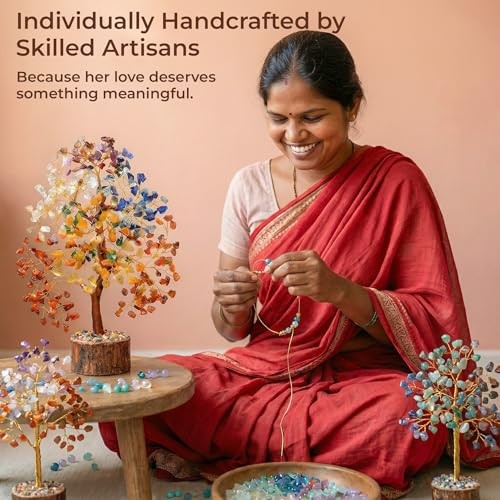 7 Chakra Tree of Life Healing Crystal Decor Handmade Gemstone Money Tree Gift