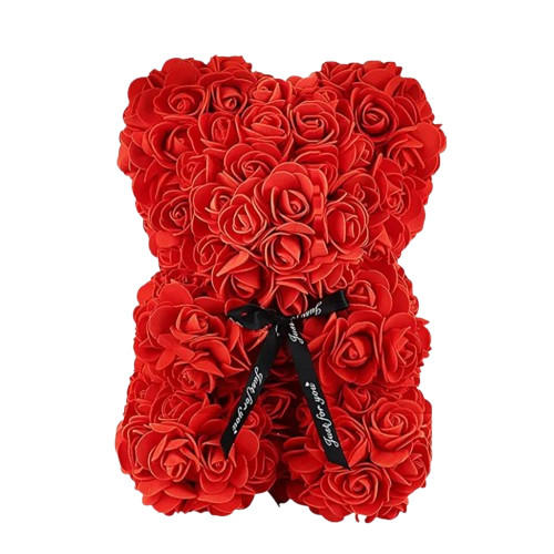 25CM Rose Teddy Bear Artificial Flowers Foam Valentine’s Day Birthday Gift
