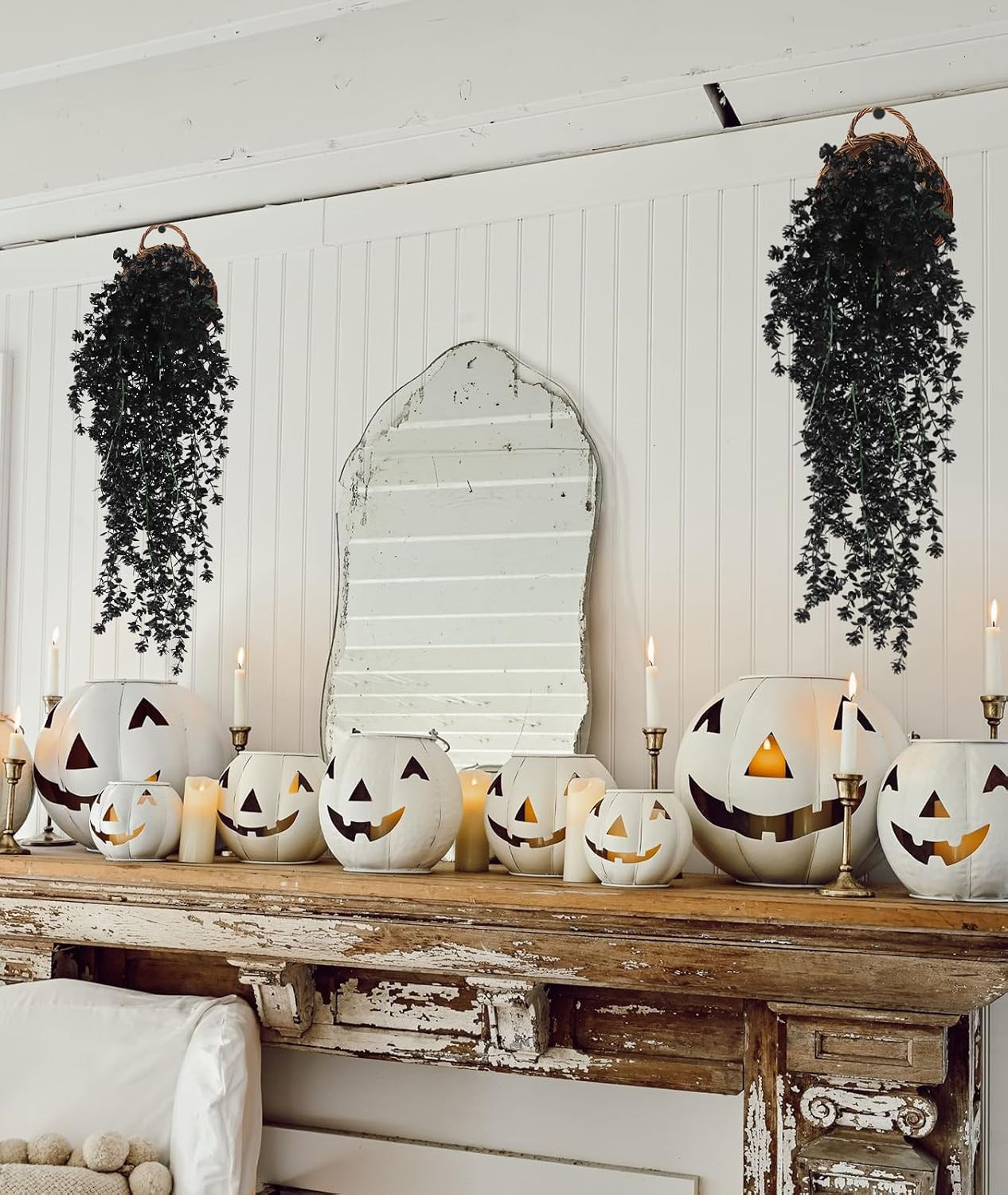 Black Hanging Flowers Faux Hanging Plants Black Artificial Plants | Fake Greener