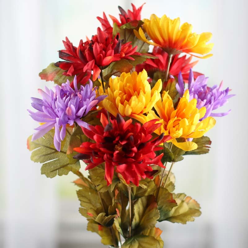Factory Direct Craft Colorful Yellow, Red, and Lavender Artificial Mum