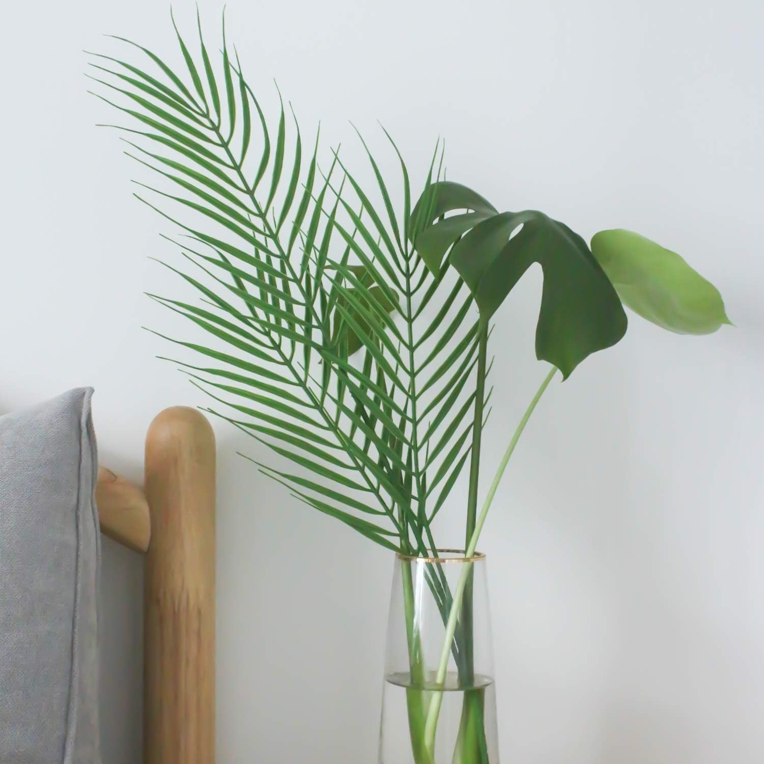 18 Branches 27 Inch Artificial [Palm] [Leave]s 6 PCS Large Faux / Fake Greenery