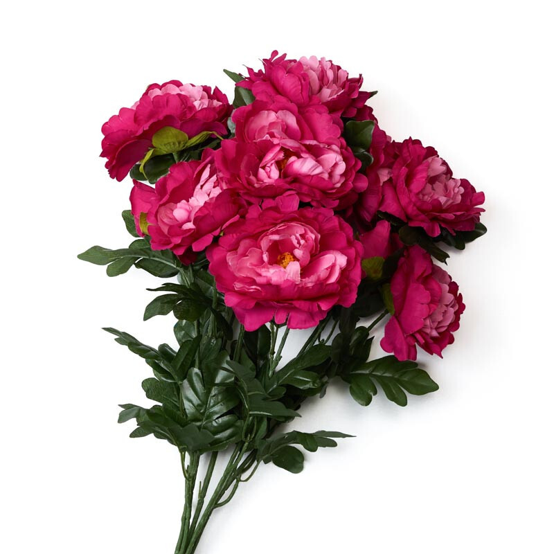 21″ Tall Fuchsia Artificial Peony Decorative Floral Bush