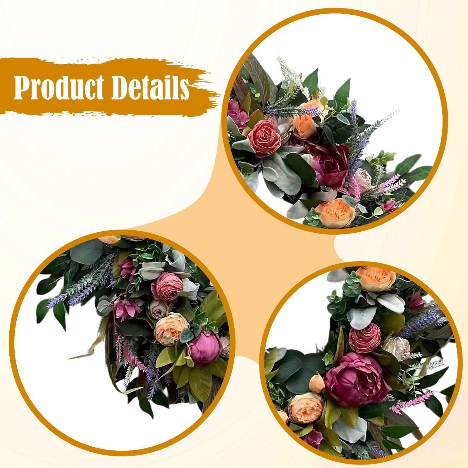 Spring Summer Wreath Door Hanging Garland 17.72inch Indoor Outdoor Ornament