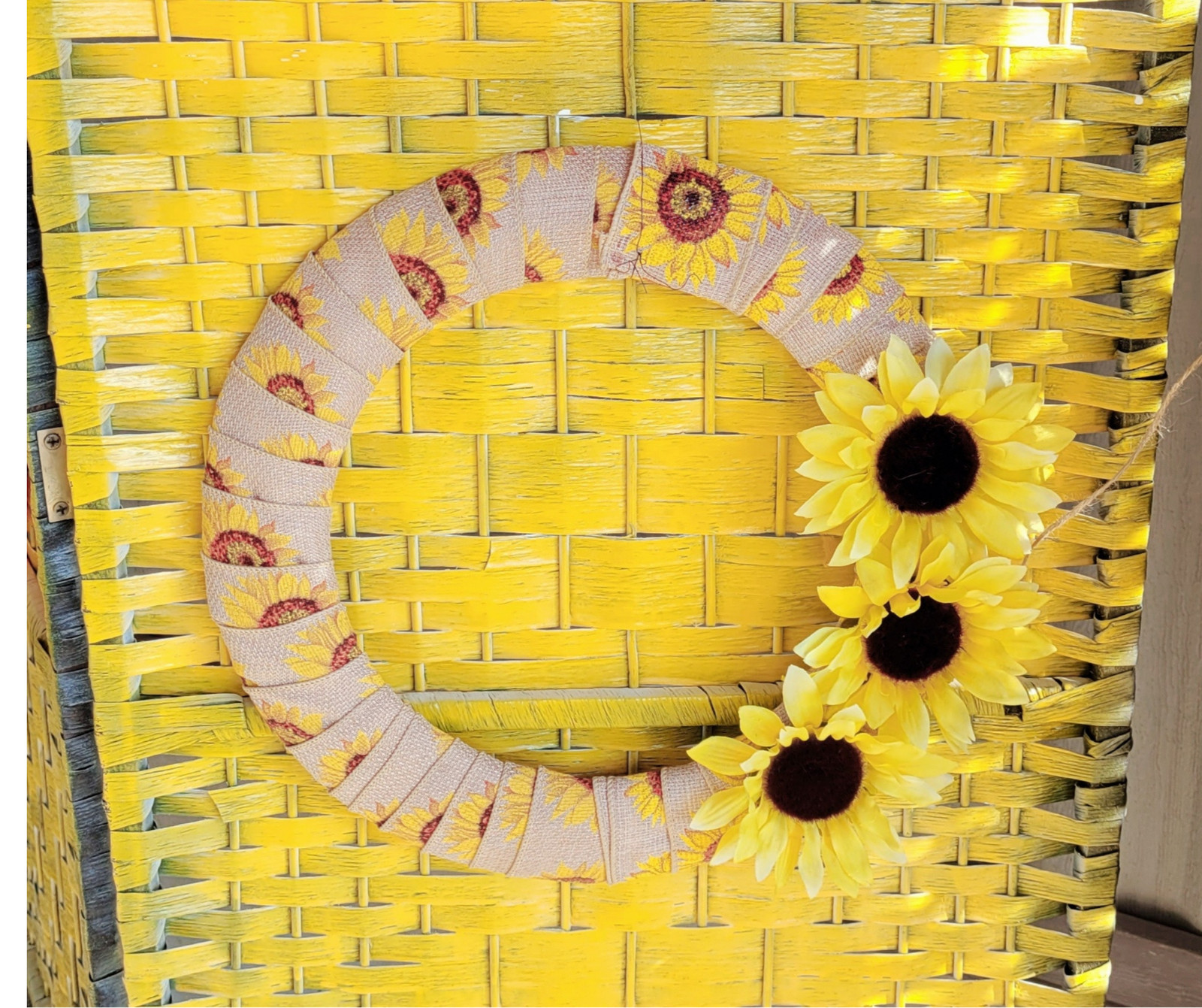 Yellow Sunflower Burlap Wrap Wreath, Sunflower Home Décor
