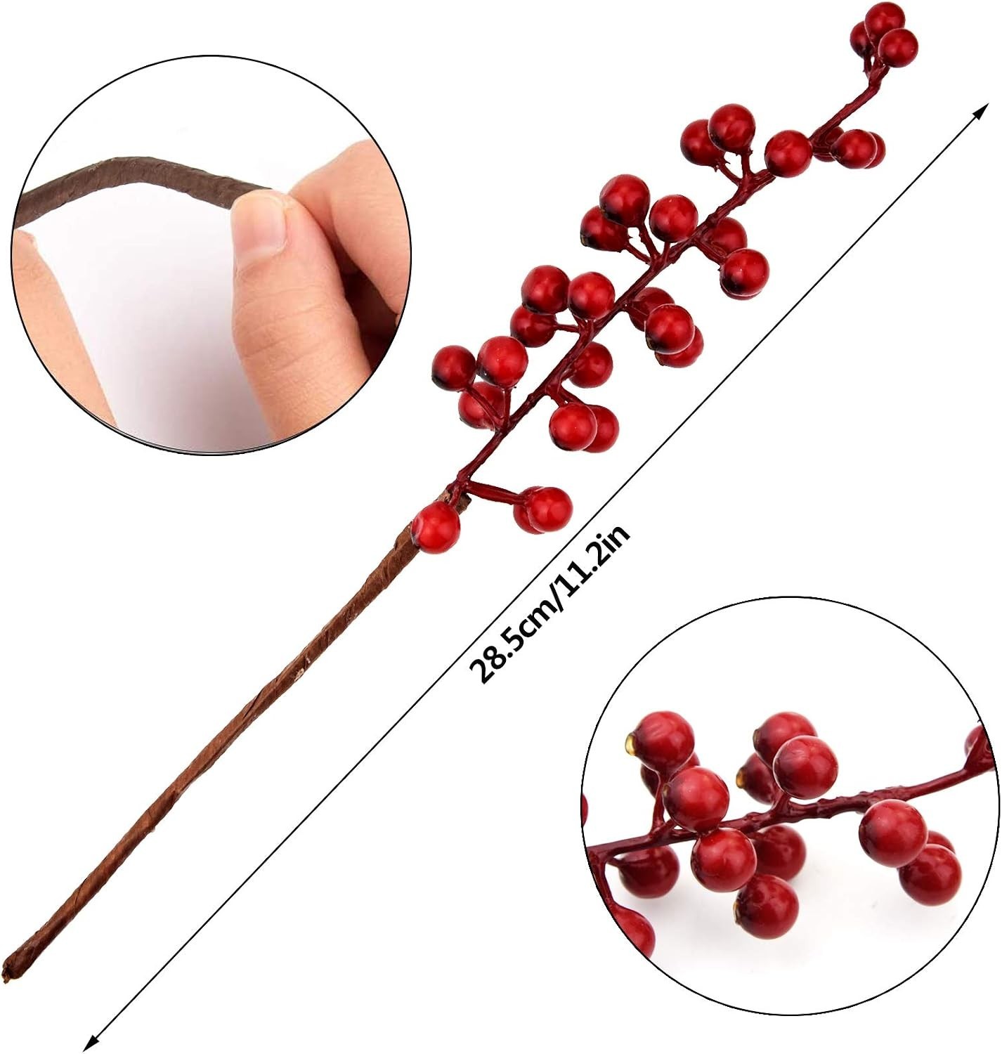 12 Pack Artificial Red Berry Stems Branches, Fake Burgundy Berry Picks Holly …