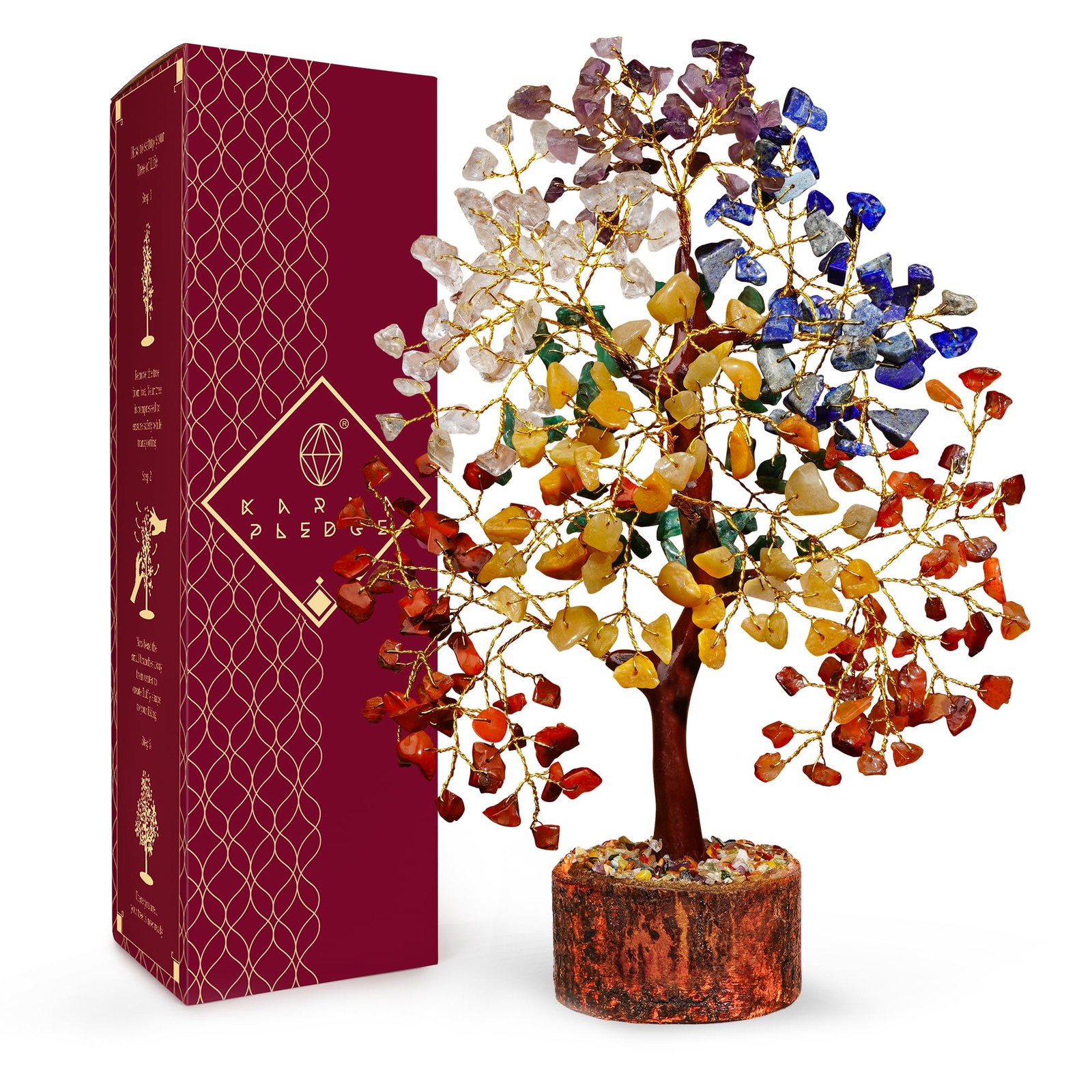9.5 Inches (H) X 7.4 (W) X 3 (D), 7 Chakra Tree Wooden Base 300 Beads