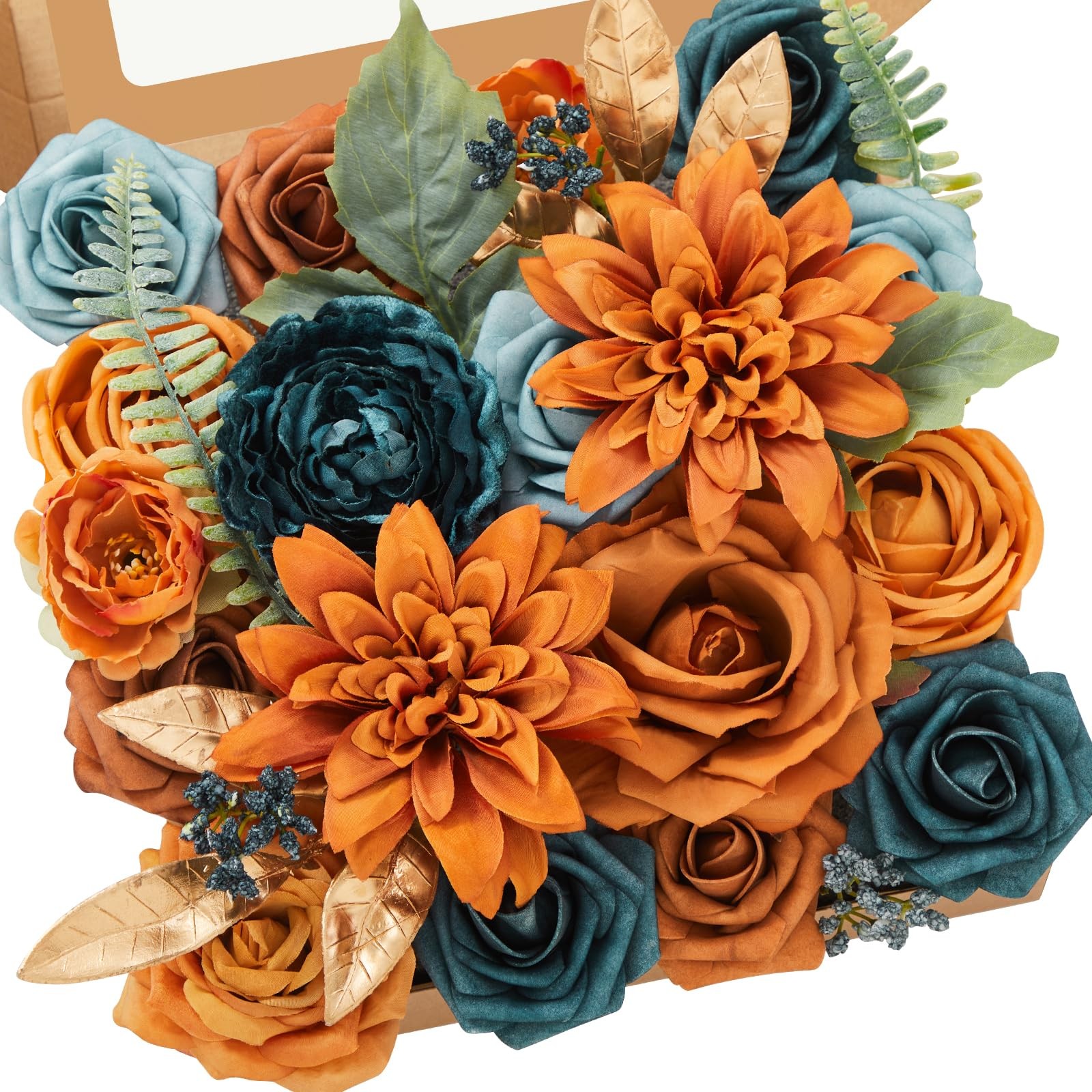 Artificial Orange Fake Flowers Fall Wedding Bouquets Table Centerpiece Decor