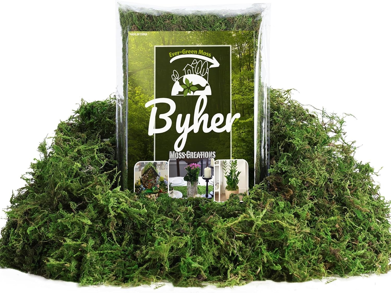 BYHER Fake Moss 4OZ – Moss for Crafts and Indoor Plants, Realistic Artificial