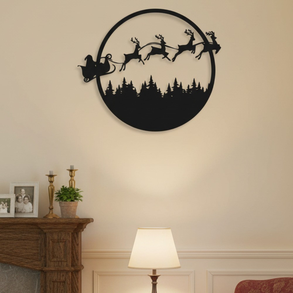 Large Round Merry Christmas Metal Wall Sign – Festive Home Decor