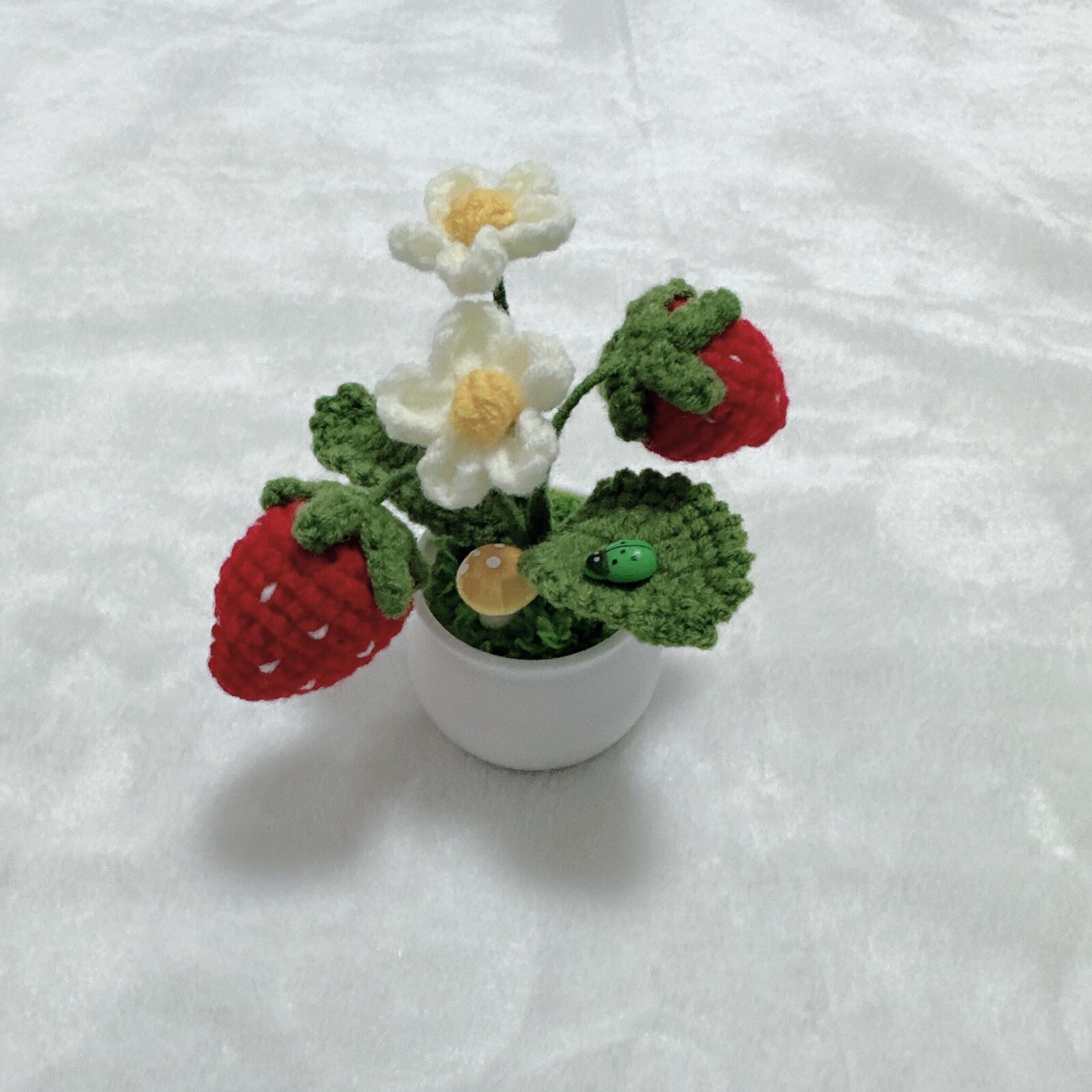 DIY Handmade Mini Flower Plants Crochet Woolen Potted Ornament For Decoration