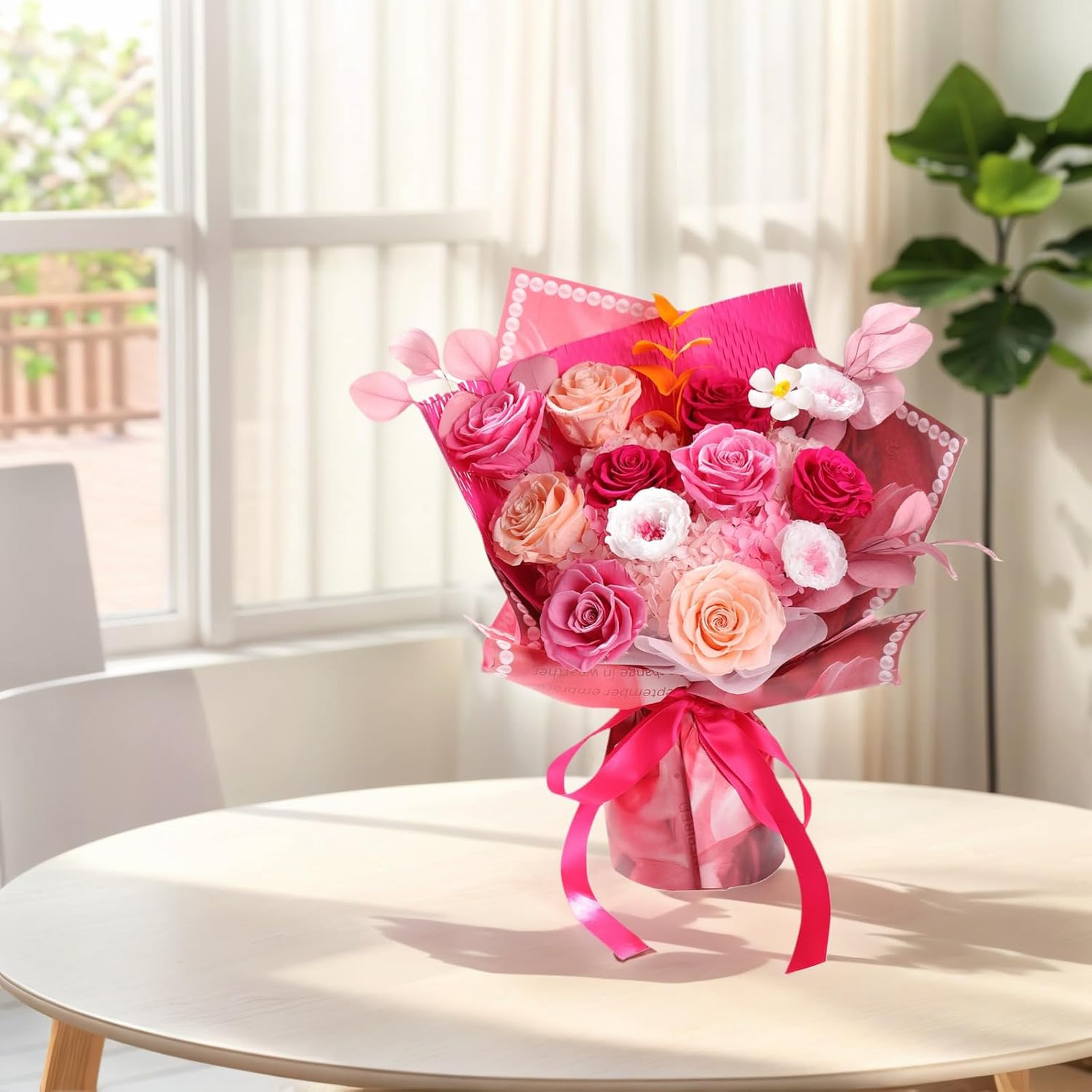 Preserved Flowers Bouquet 12 Roses Mixed Flowers Gift for Her Mom Grandma