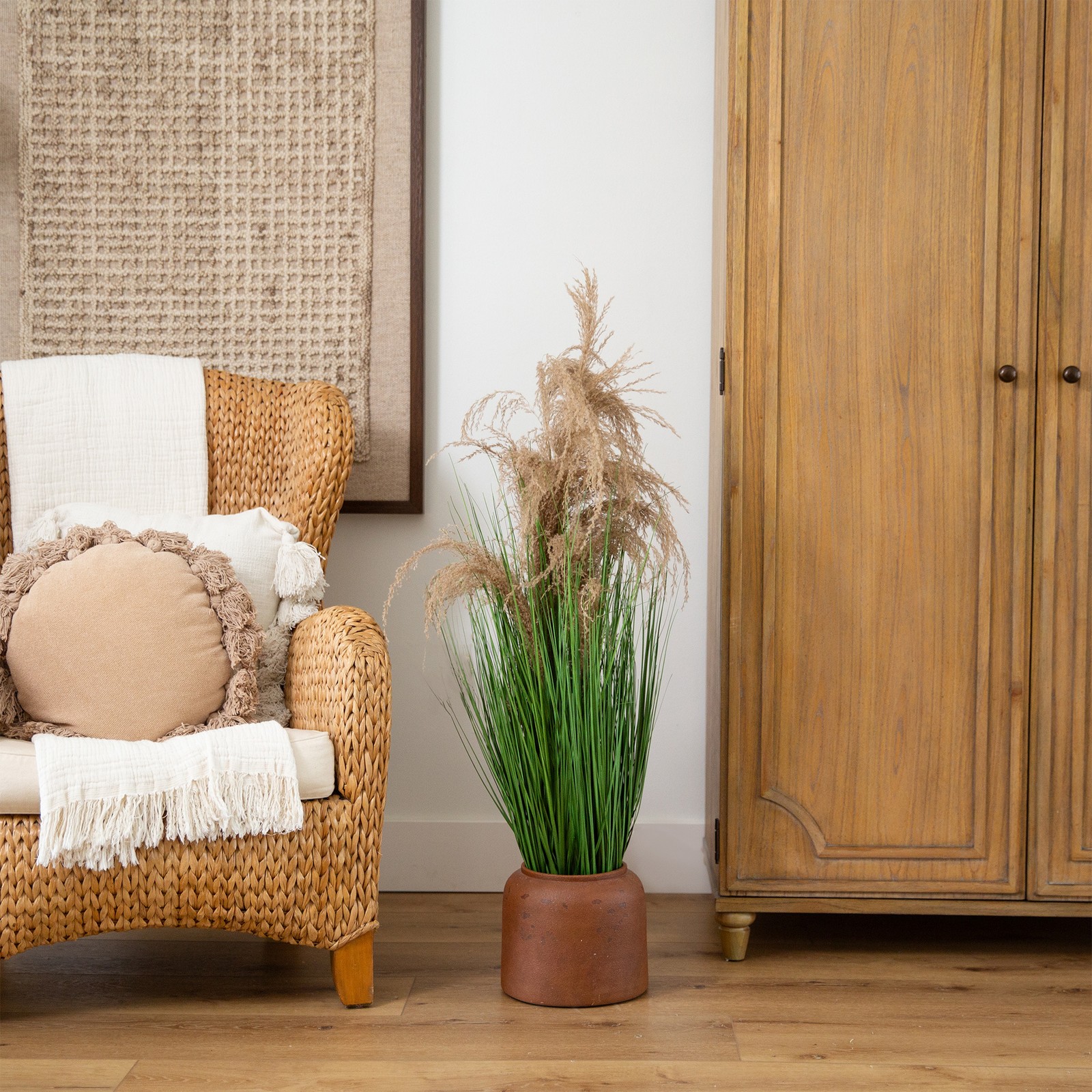 Nearly Natural 4ft Artificial Pampas Grass in Green