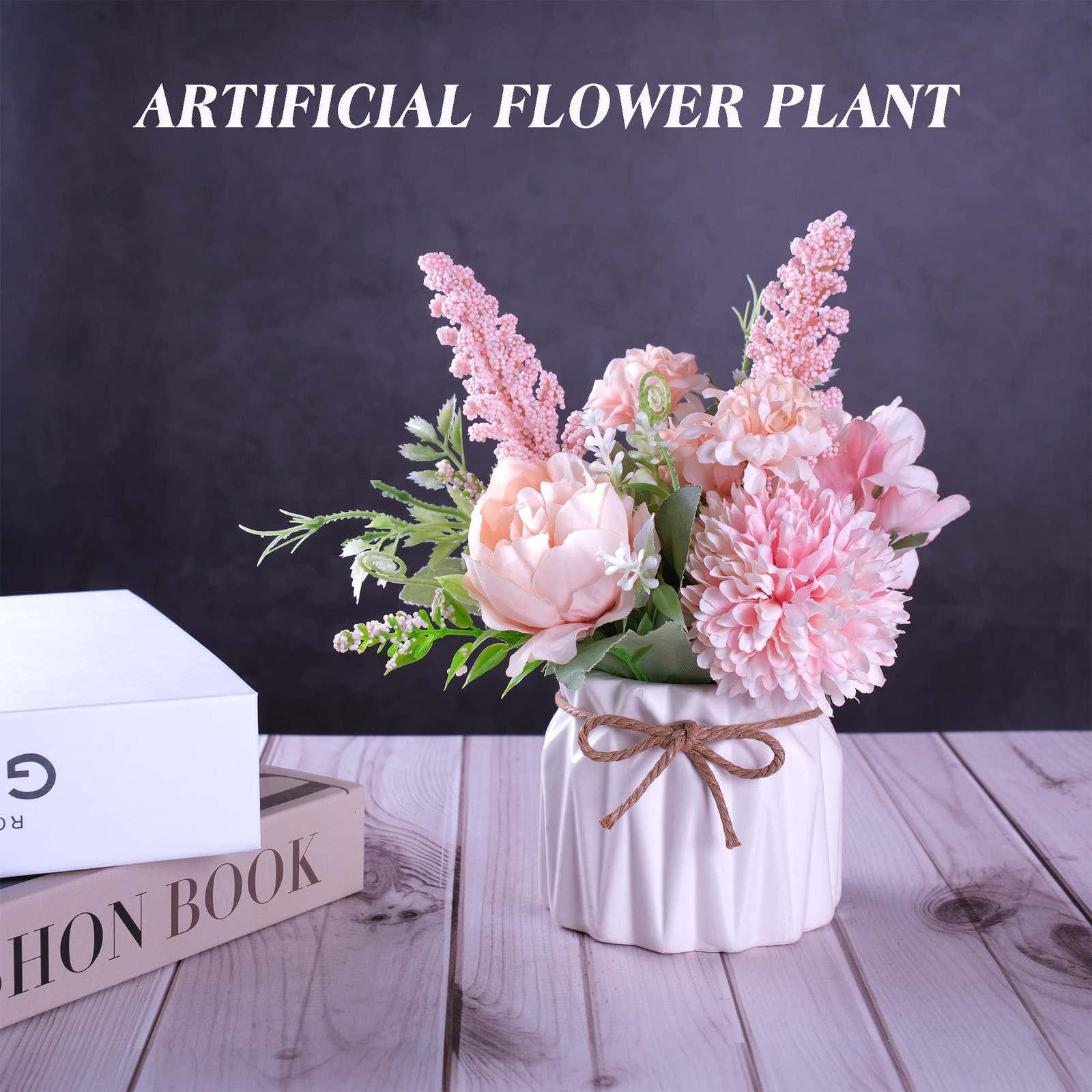 Artificial Potted Flower Pink Desktop Decoration Indoor for Home and Office