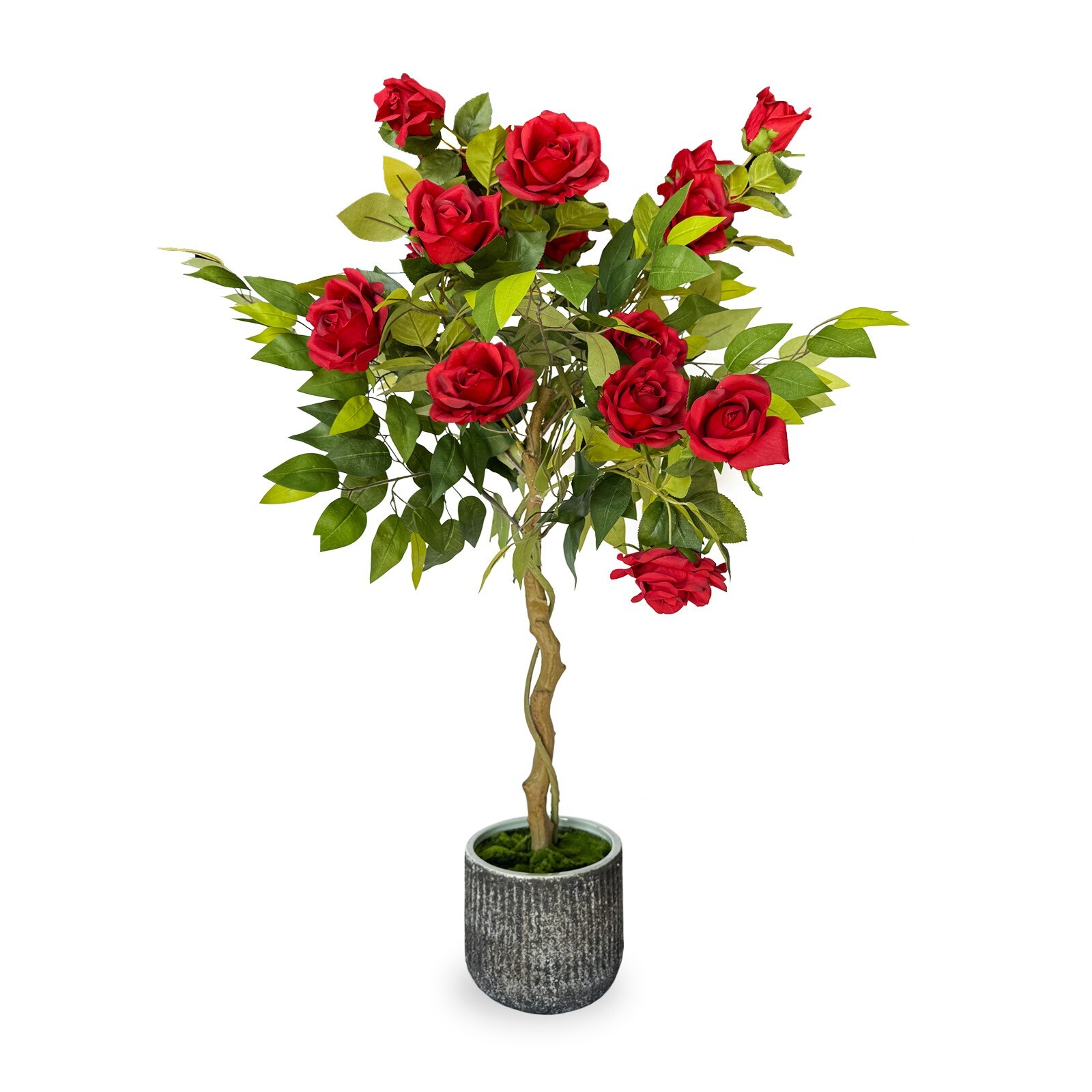 41″ Decorative Artificial Red Rose Floral Arrangement in Ceramic Pot Planter Pot