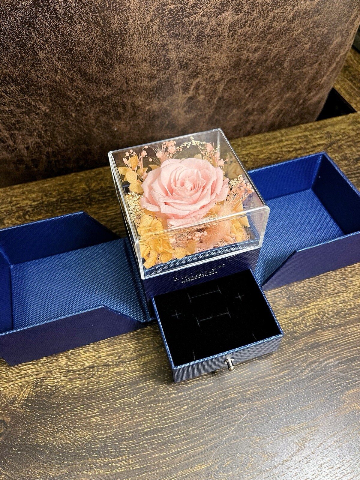 Preserved Eternal Real Rose Flower Gift Box With Jewelry Box Best Wishes