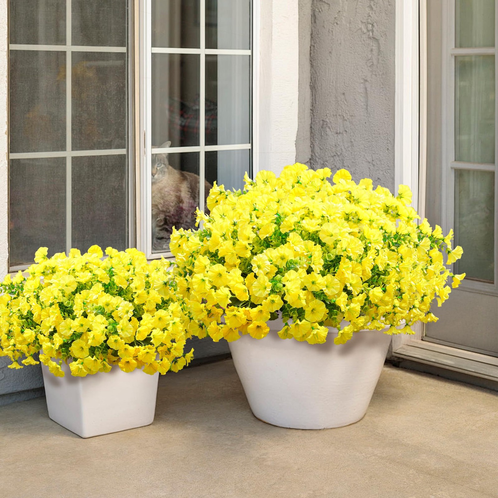 Artificial Flowers Fake Plants for Outdoors Decoration, 12 Bundles Yellow Sil…
