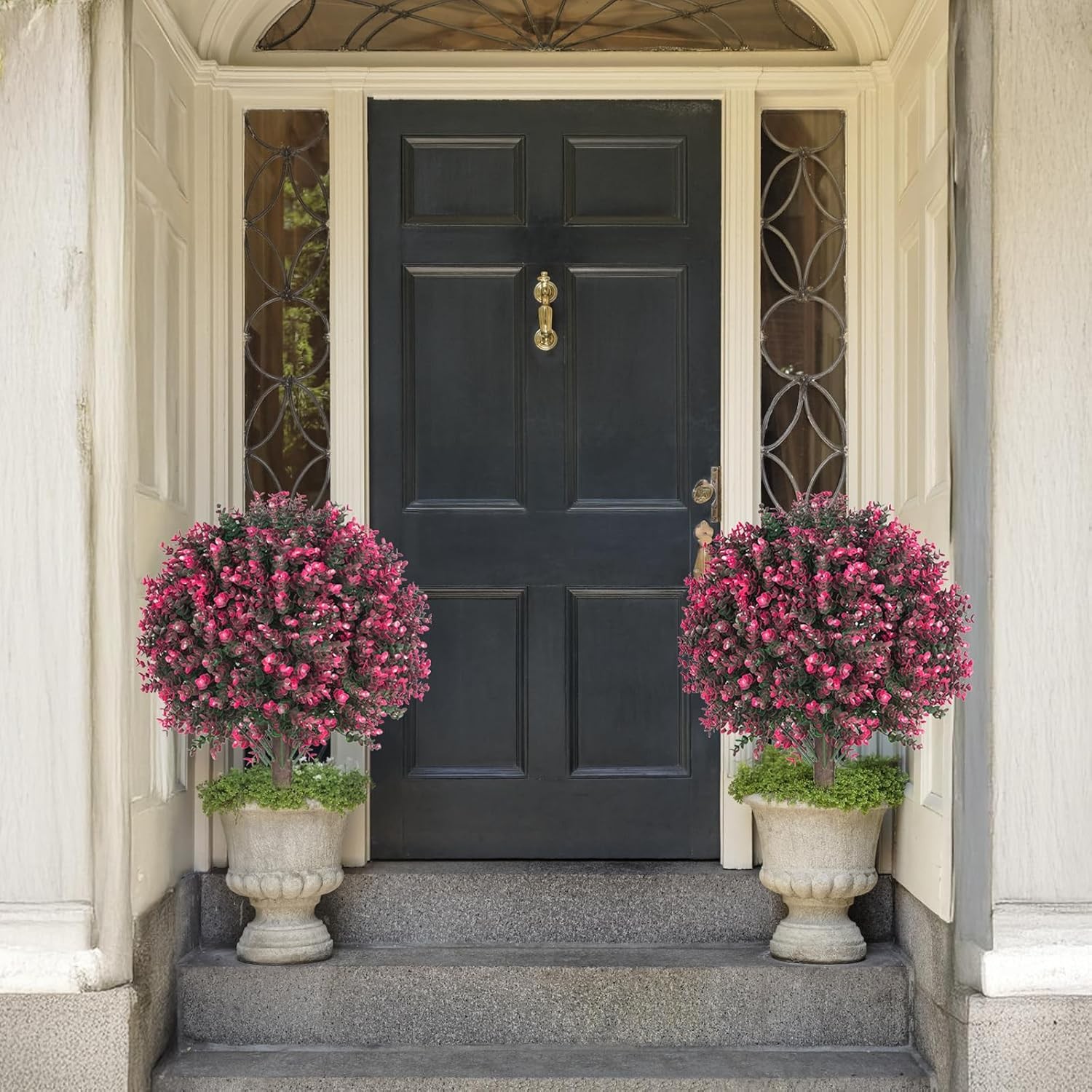 UV Resistant Simulated Greenery Bush, Simulated Roses and Green Boxwood Plants