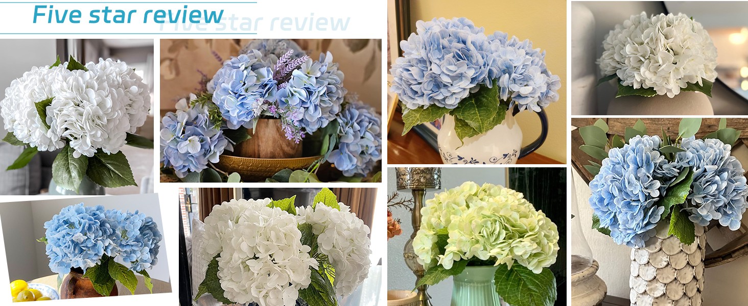 Hydrangea Artificial Flowers, Latex Real Touch Hydrangeas Lifelike Large