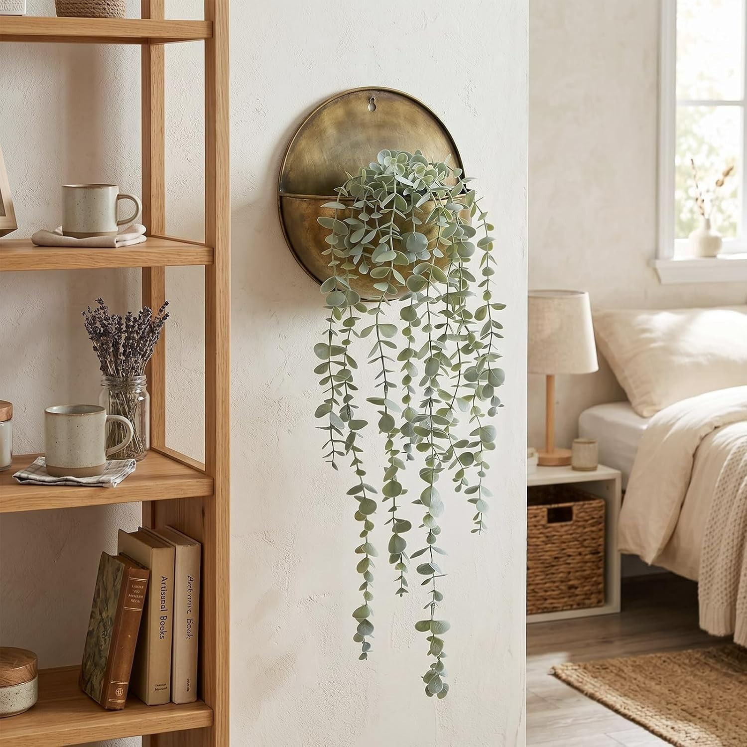Elegant Artificial Hanging Eucalyptus Plant – Sage Green Indoor/Outdoor Decor