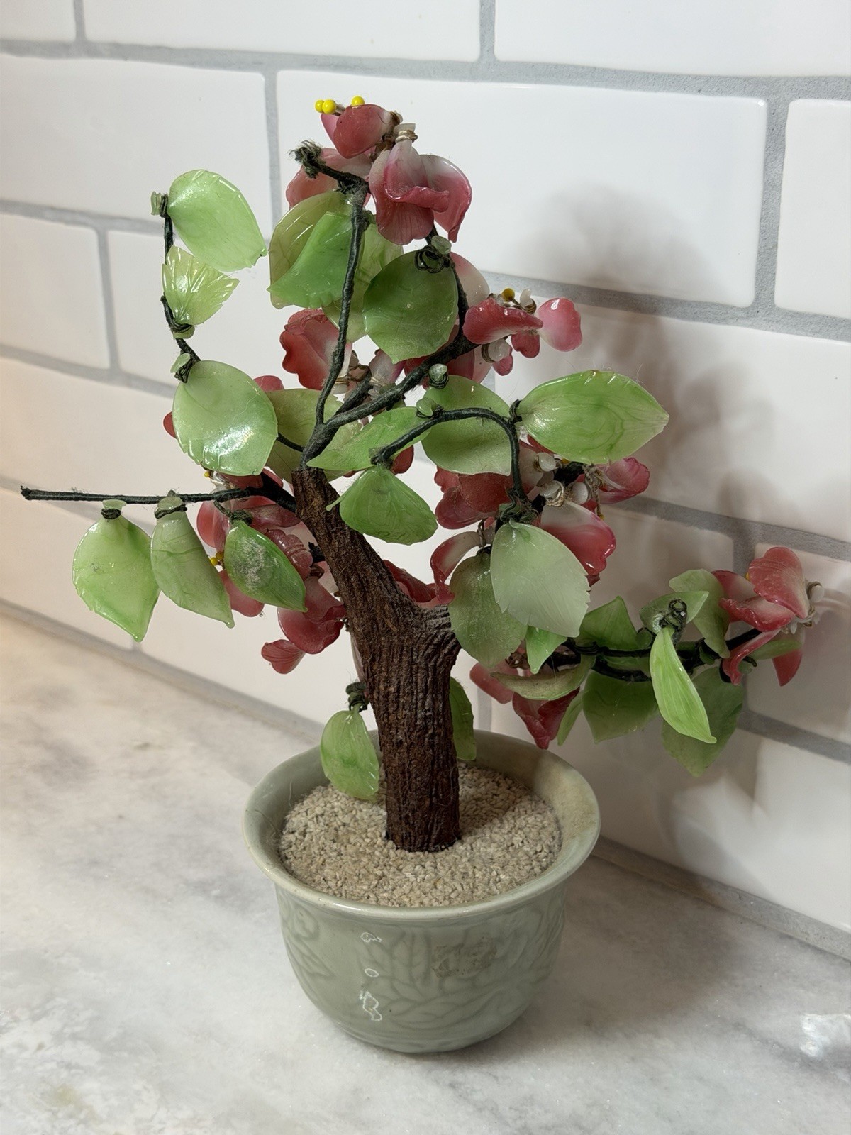 ✨ Vintage Gemstone Blossom Tree in Ceramic Pot ✨