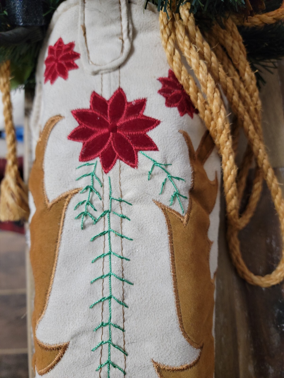 Western Cowboy Boot Christmas Tree Pine Tree Santa Holiday Arrangement Farmhouse
