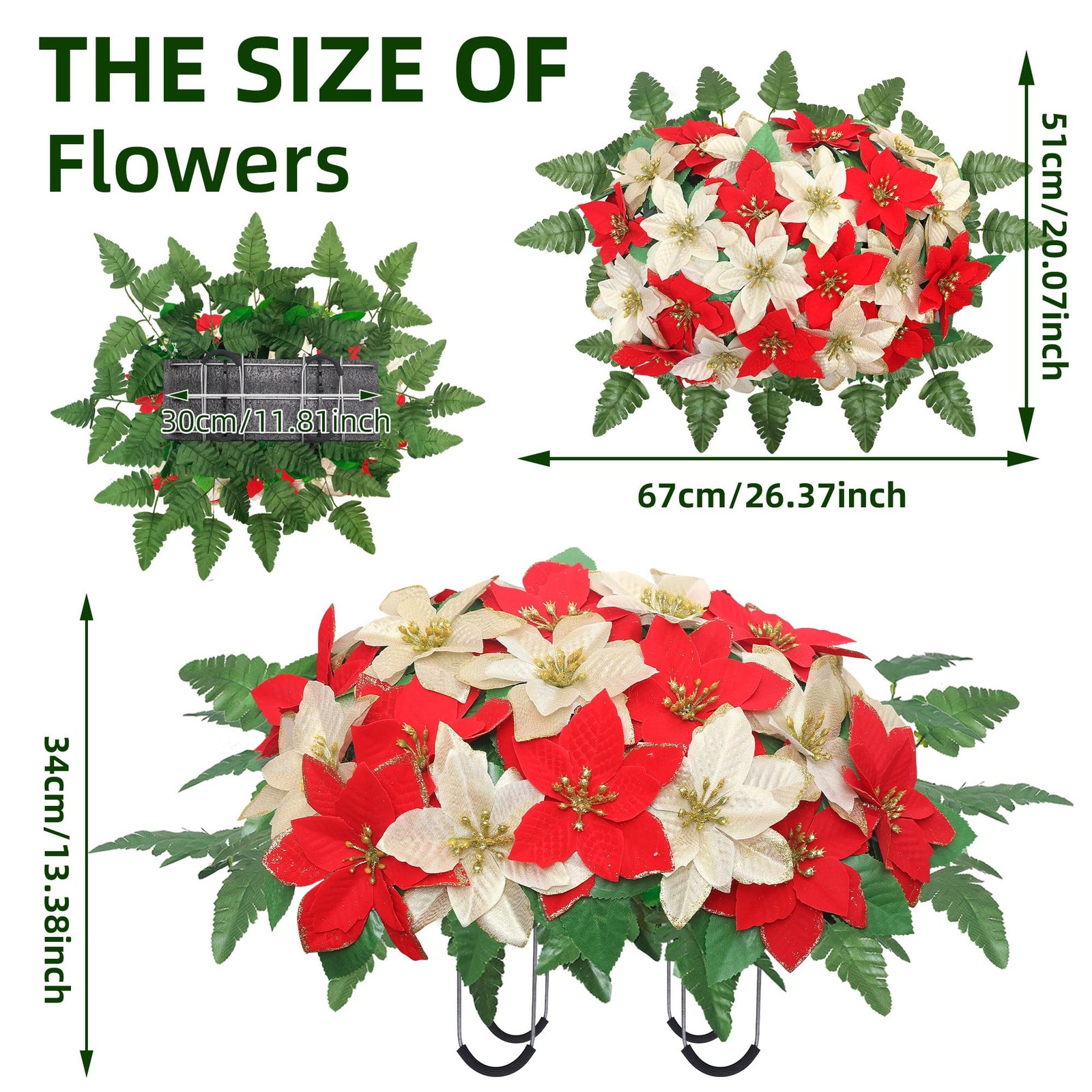 Christmas Cemetery Flowers Saddle for Graves,Cemetery Memorial Flowers for Ou…