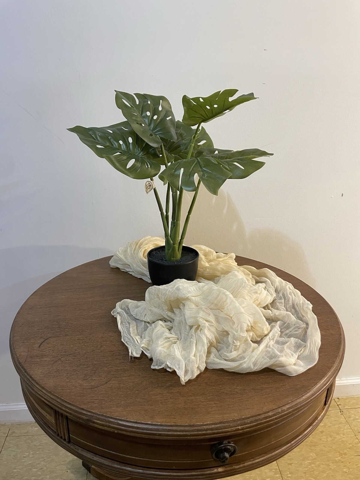 Large Artificial Tropical Palm Tree, 26″ Faux Monstera Plant with Pot for Home a