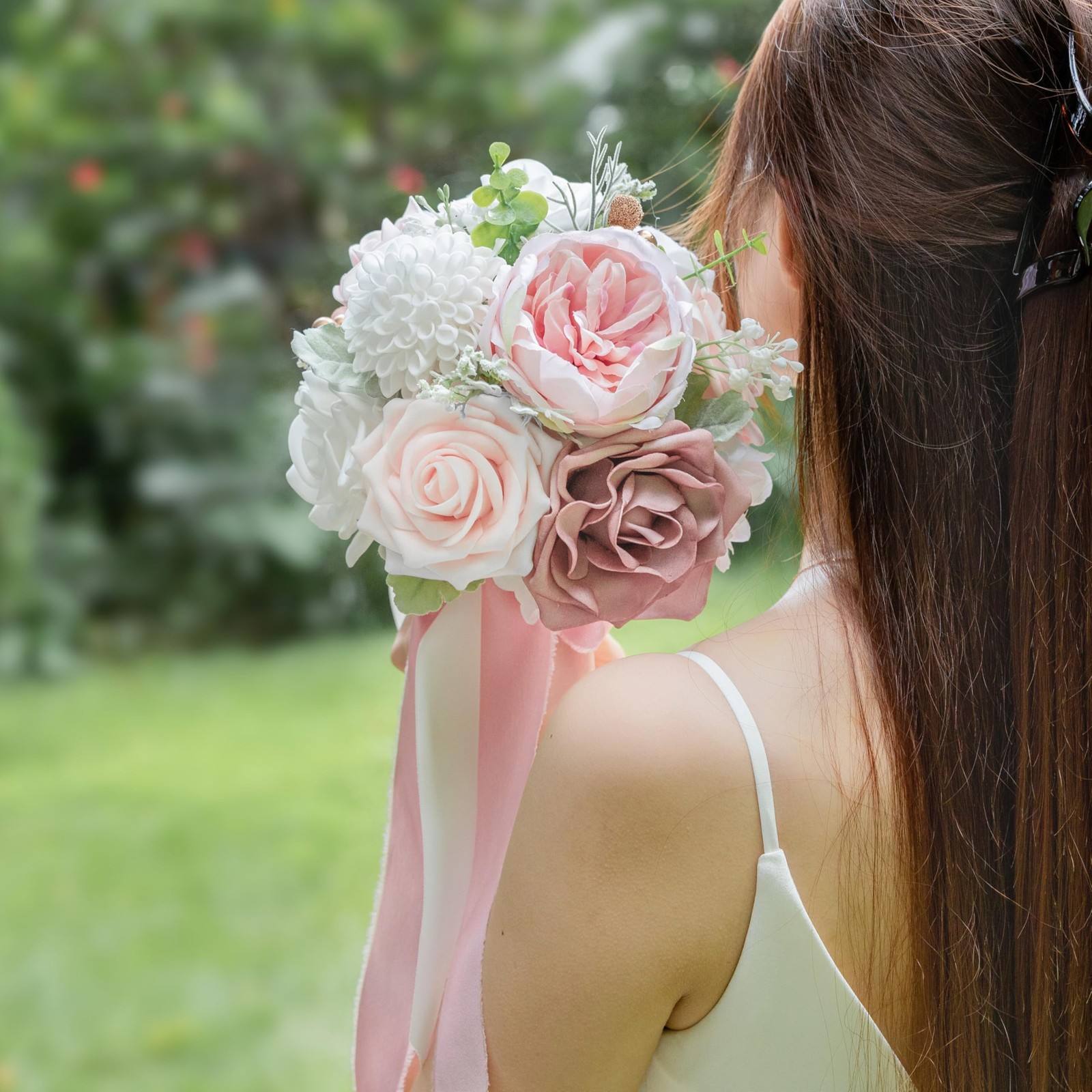 Wedding Bouquets for Bride Dusty Rose & Blush Pink Artificial Flower Decor