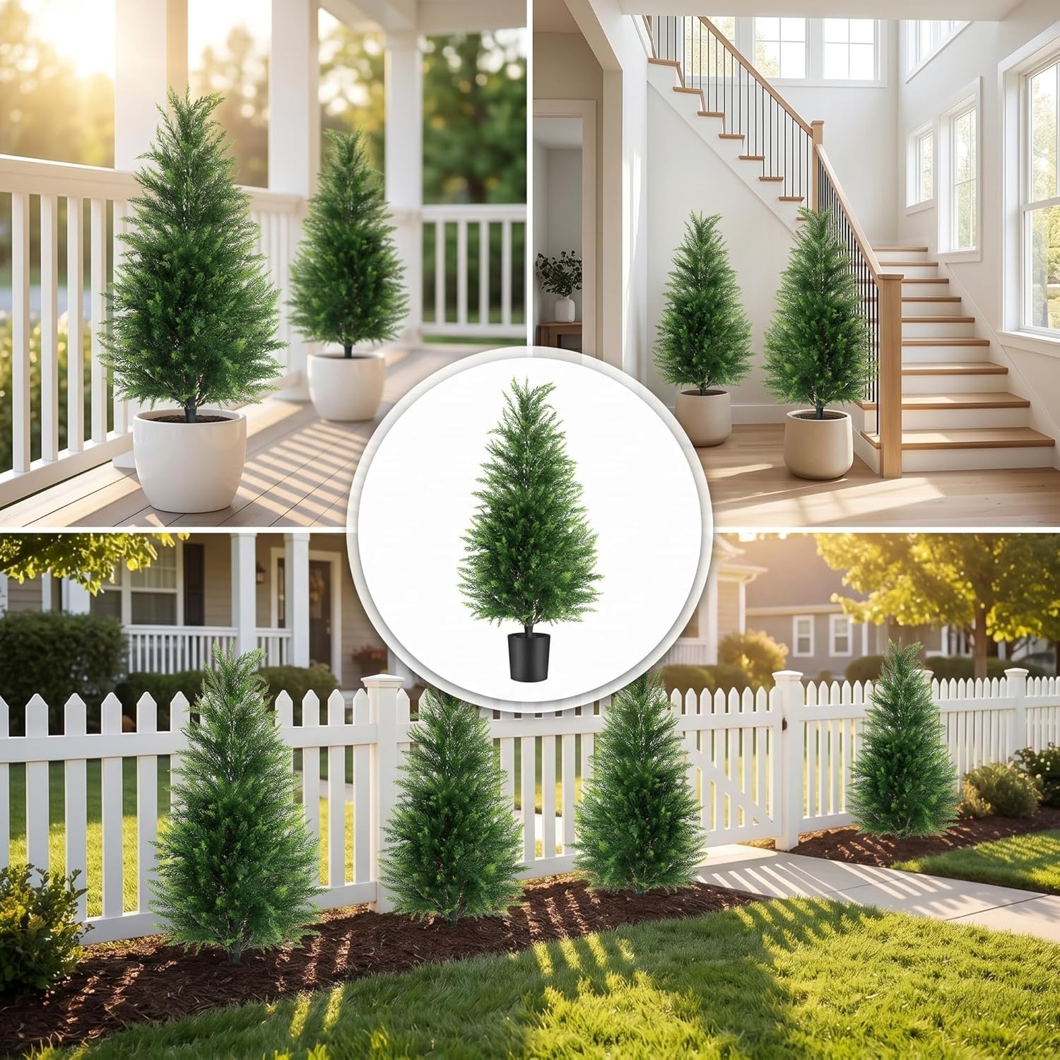 Low-Maintenance 3FT Artificial Cedar Trees, Perfect for Festive Decor, Set of 2
