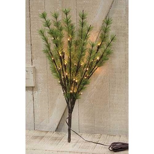 LED Lighted Pine Branch 19 3/4″ Tall Warm White 40 Count Light Floral Corded CWI