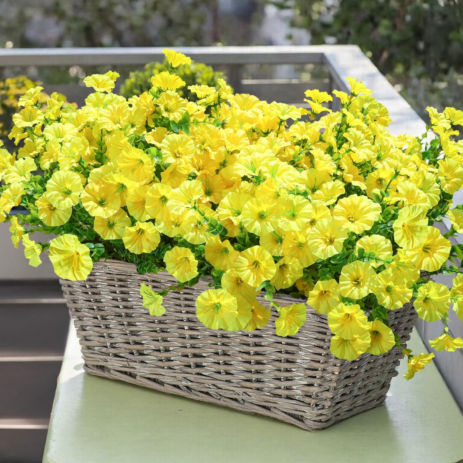 Artificial Flowers Fake Plants for Outdoors Decoration, 12 Bundles Yellow Sil…