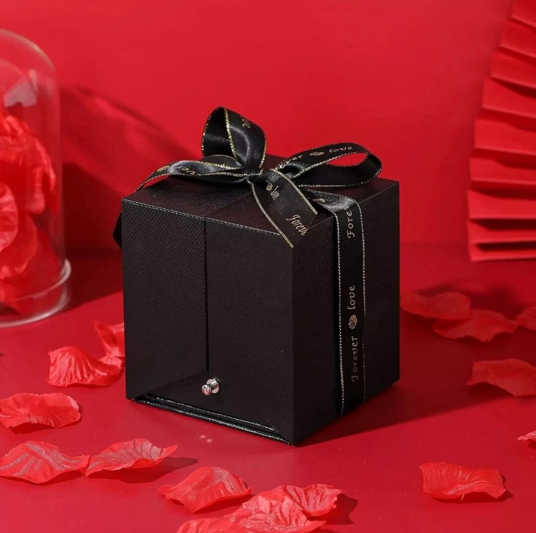 Real Preserved Red Rose with Necklace Auto LED Light Fathers day Gift For him!