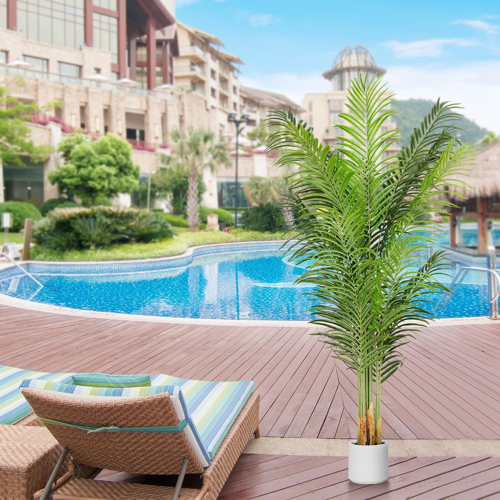 ProDeco Artificial Palm Tree 6Ft Faux Silk Green Realistic 5ft 11in,