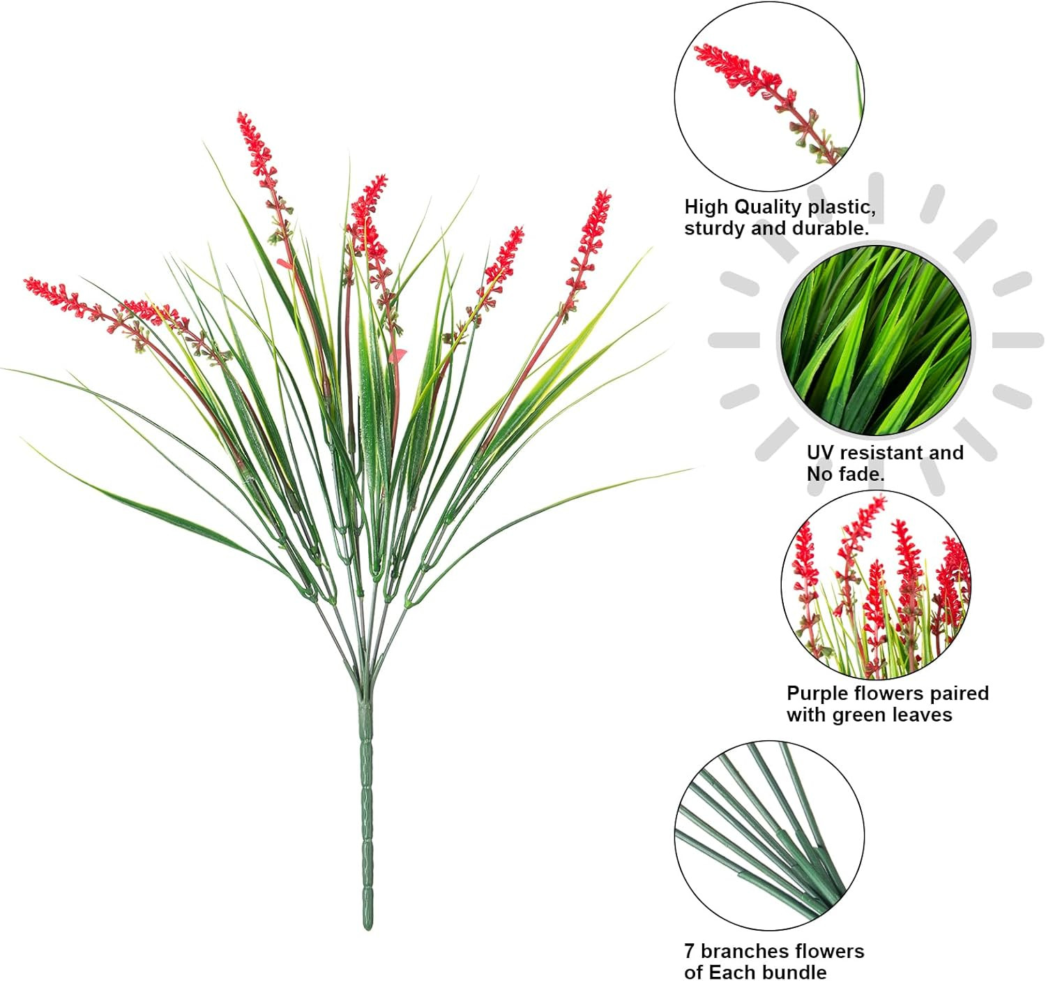 Artificial Fake Flowers Outdoor Plants for Summer Decoration,10 Bundles Faux Pla