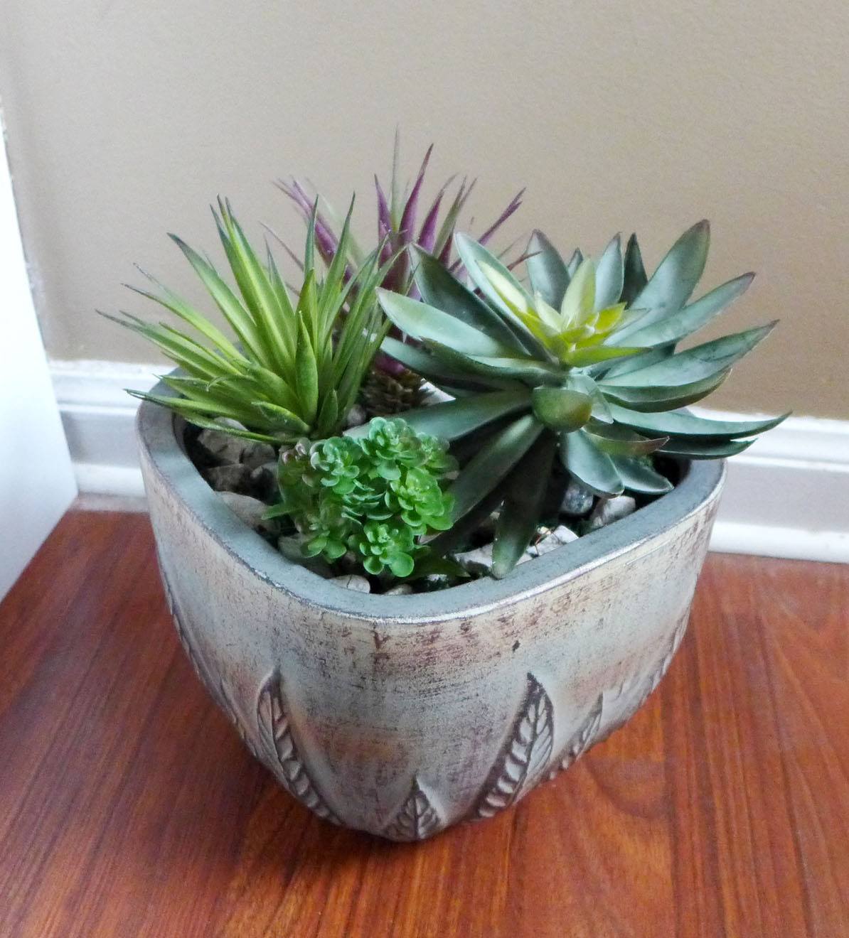Artificial Snow Lotus Agave Succulents Plastic Plants Set of 4