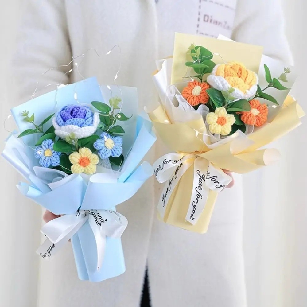 Crochet Daisy Flower Bouquet – Knit Floral Home Decor