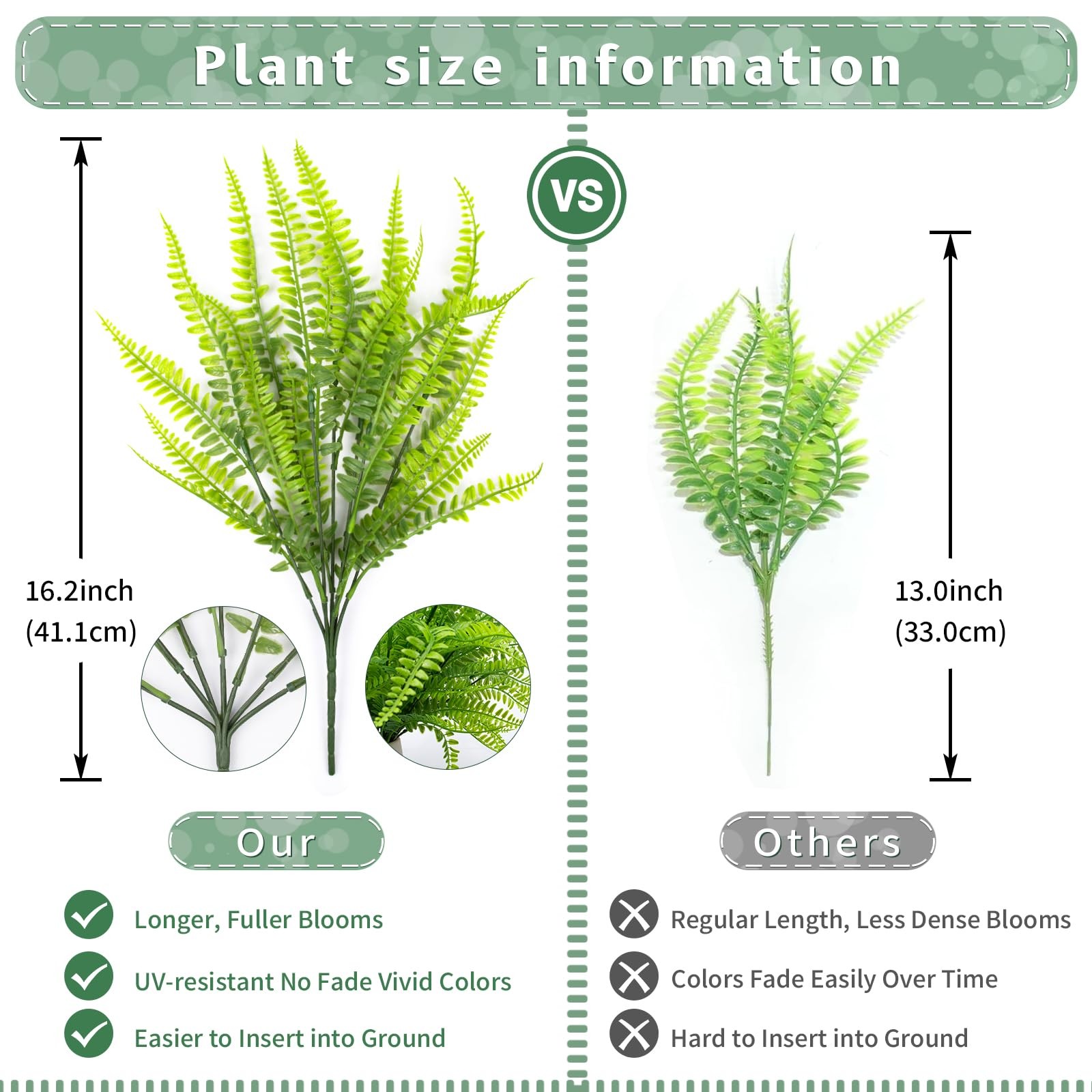 12 Bundles Artificial Boston Ferns Fake Plants Outdoor Greenery Stems Faux Sh…