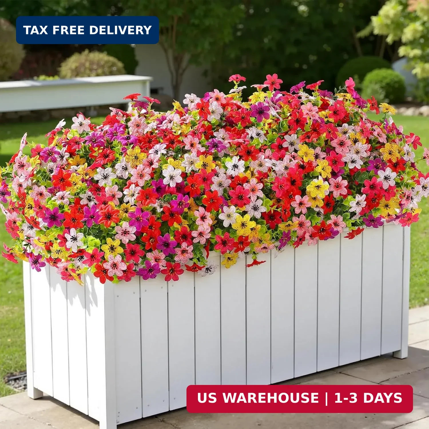 SHareconn 24 Bundles Artificial Flowers for Outdoors Spring Decoration, Fake Sil