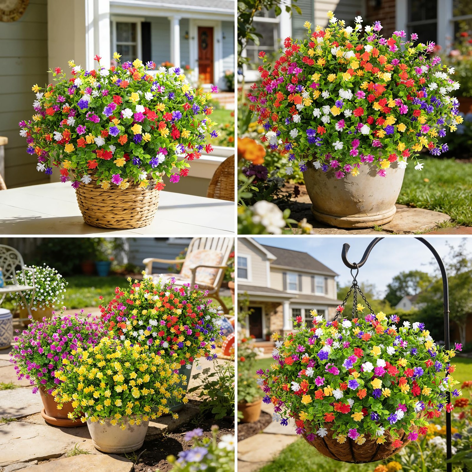Ouddy Decor 24 Bundles Artificial Flowers for Outdoors Decoration Fake Flower…