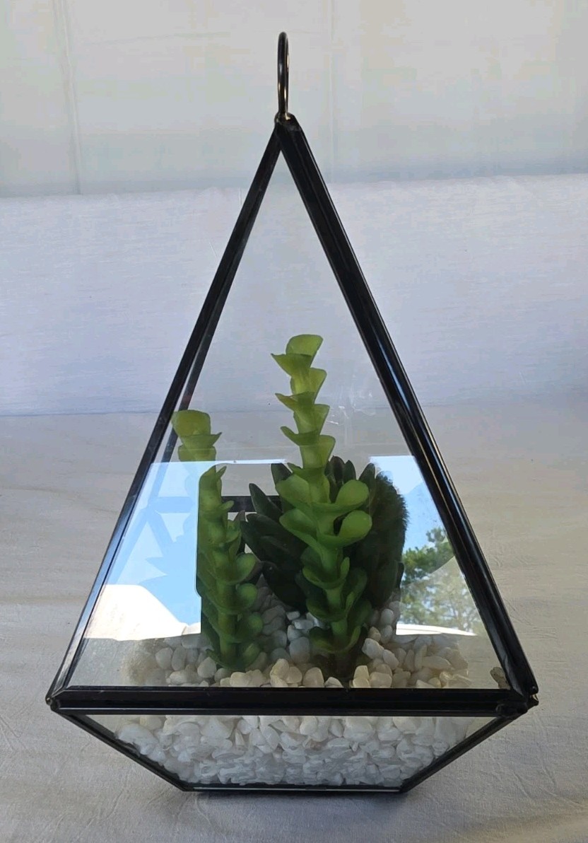 Geometric Pyramid Terrarium Hanging/Tabletop Planter Artificial Succulents