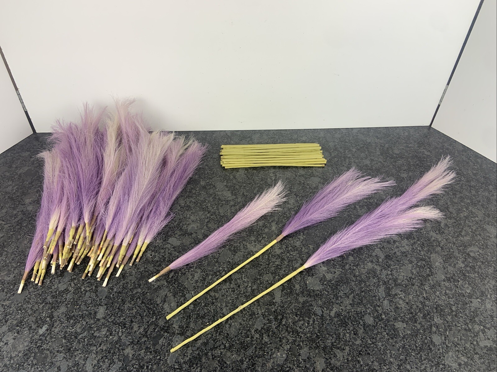 Lot of (32) 36″ or 28″ or (64) 16″ Purple Faux Pampas Grass Decor Length Options