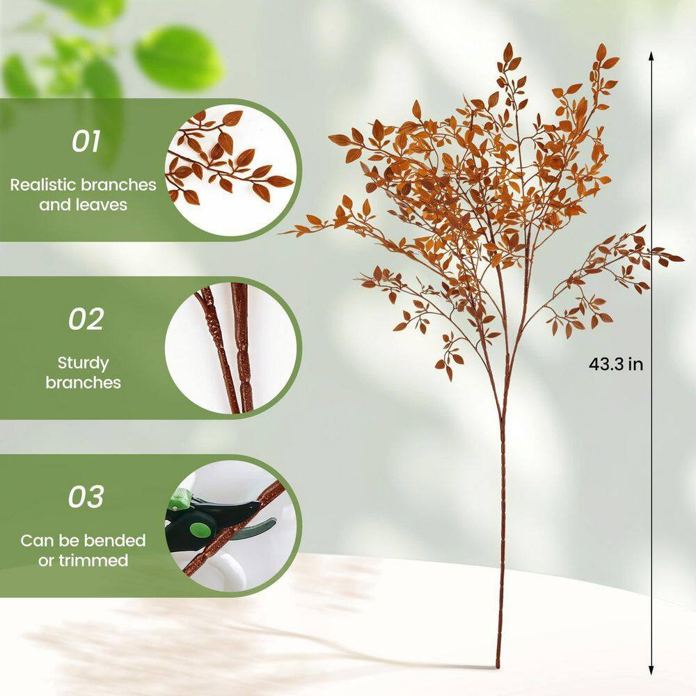 43.3 In. Autumn Artificial Foliage Nandina Branches with Lifelike Leaves for Vas