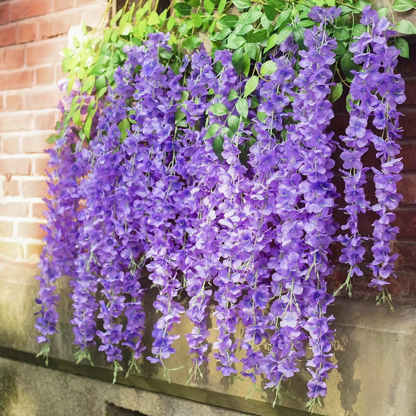 Hanging Faux Purple Wisteria Wedding Floral Decor – 24 pcs, 72 Branches Total
