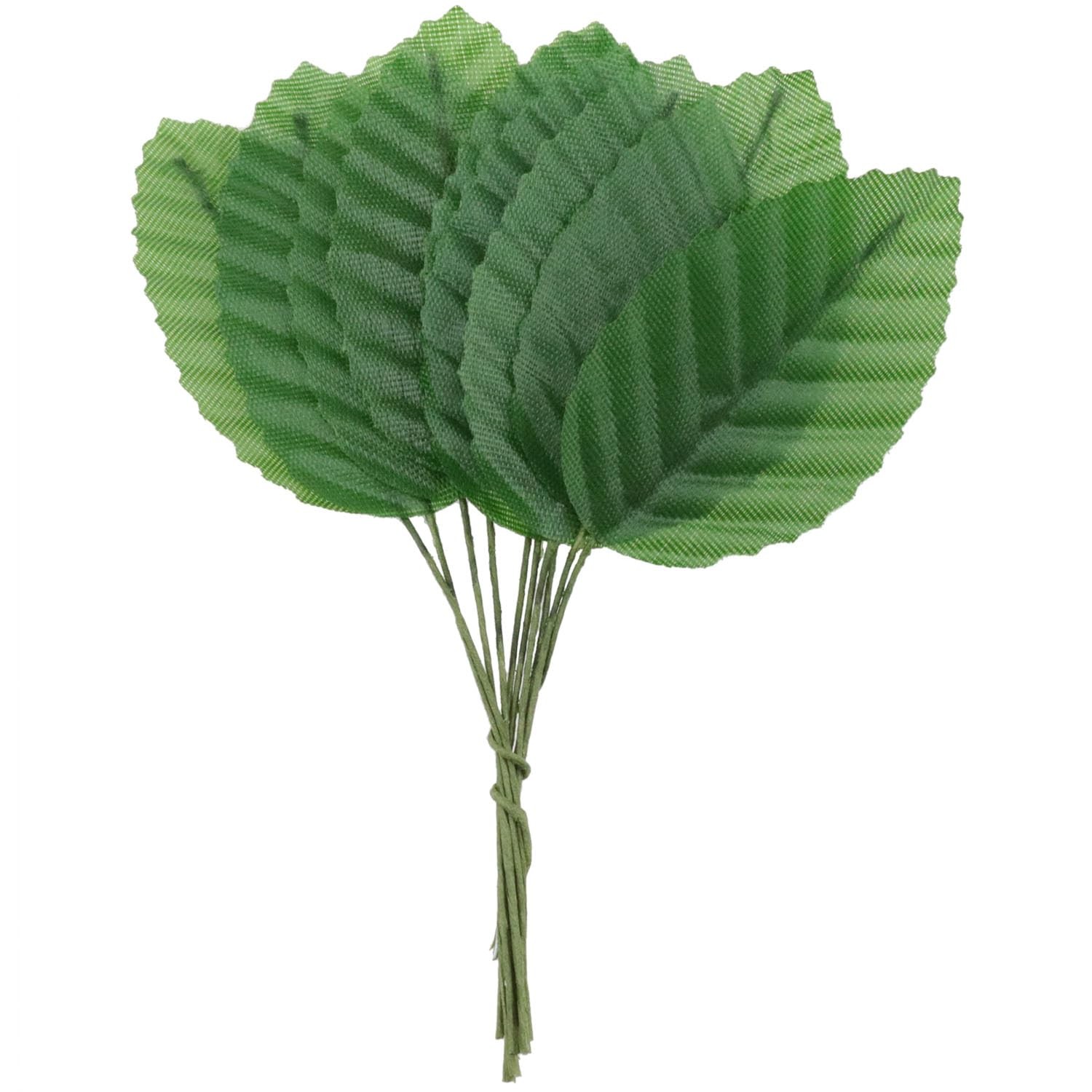 200PCS Artificial Silk Green Leaves 11cm Fake Faux Wired Single Leaf Green Ar…