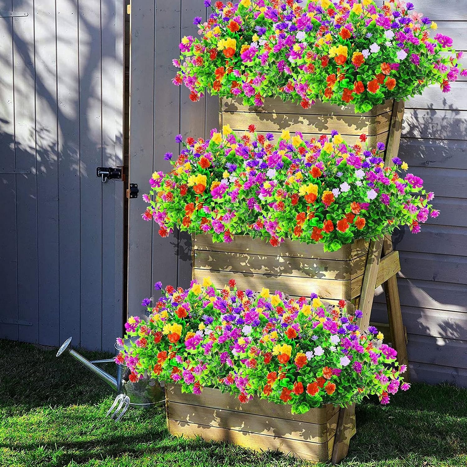 Realistic Faux Flower Bundle: 12 UV Resistant Plants for Indoor & Outdoor Use